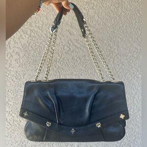 MCM Black Chain Shoulder Bag with Sophisticated kiss lock Design